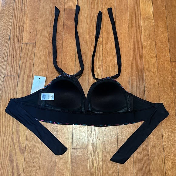 NWT Meet.Curve black & multicolored print halter top bikini top - Picture 6 of 11